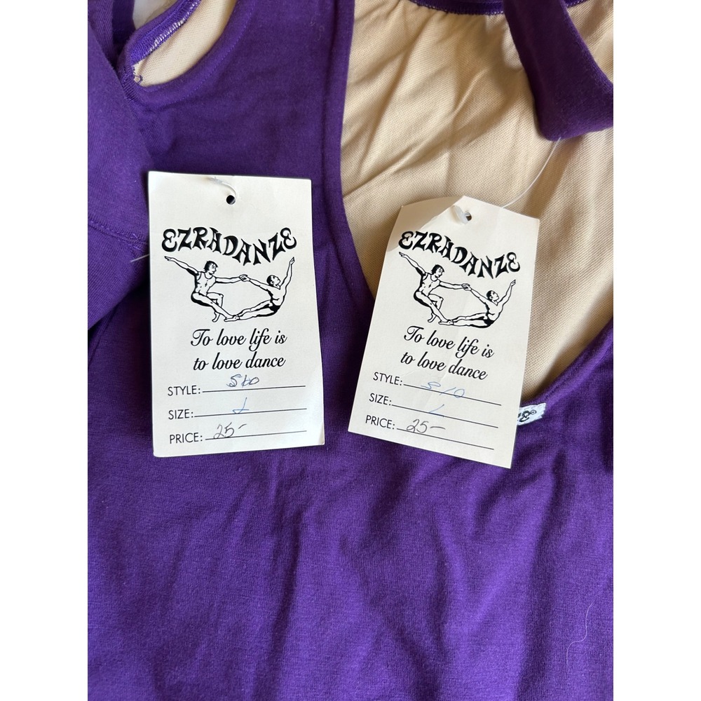 Ezradanze Purple Cotton Lycra Dance Leotard Set of 2 Made in USA Large - Picture 2 of 4